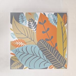 Mid century Modern Jungle Leaf canvas wall Art 18" Square